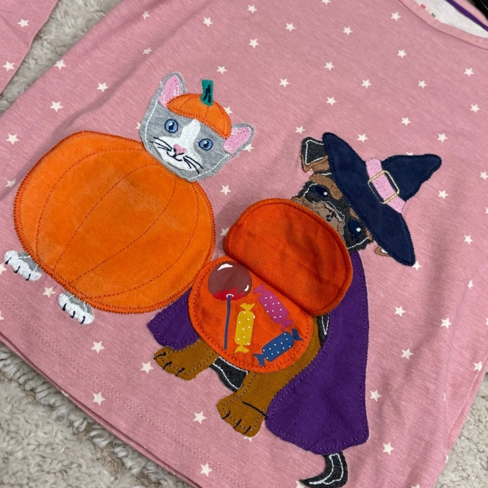 Mini Boden Halloween Applique Shirt Nwot Color Pink 7-8 Years - Picture 3 of 4